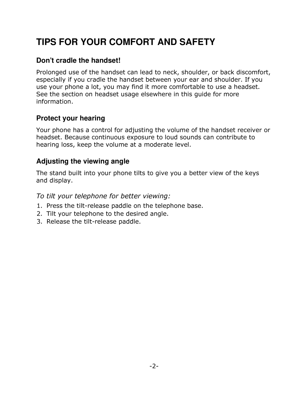 Mitel mitel networks 3200 manual Tips for Your Comfort and Safety, Don’t cradle the handset, Protect your hearing 