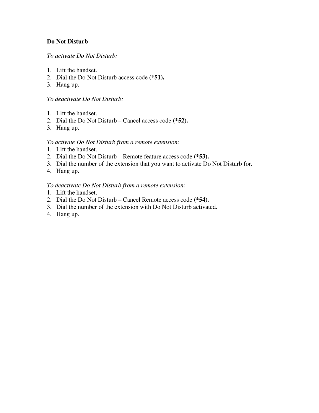 Mitel Mitel SX-2000 manual To activate Do Not Disturb, To deactivate Do Not Disturb 