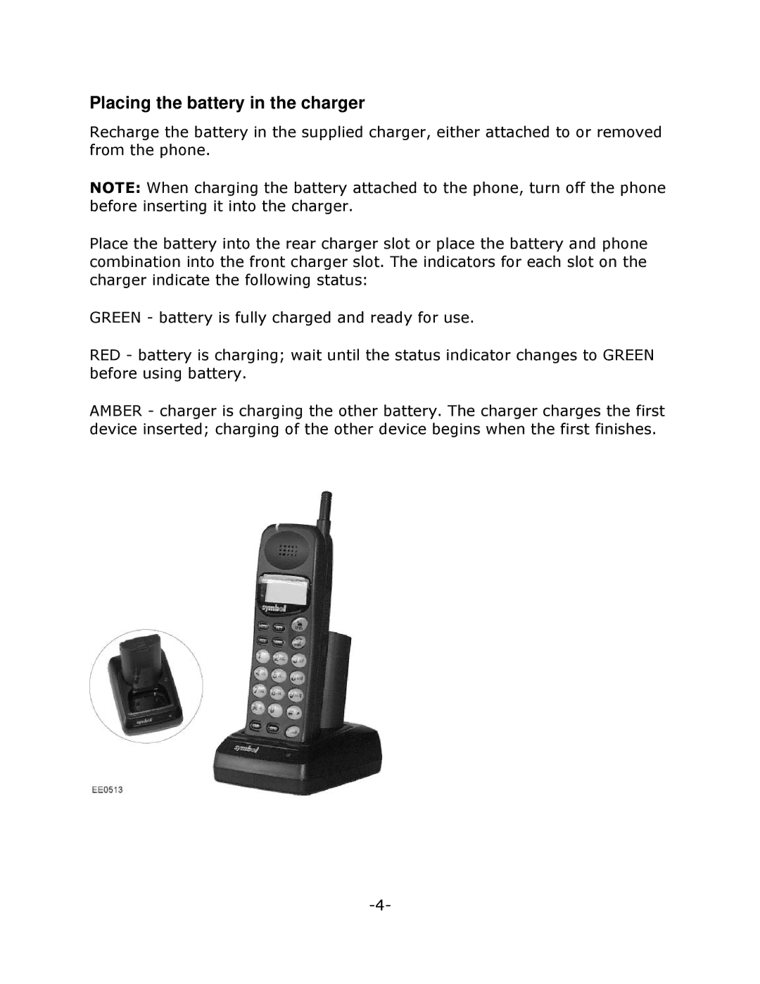 Mitel NETVISION PHONE manual Placing the battery in the charger 