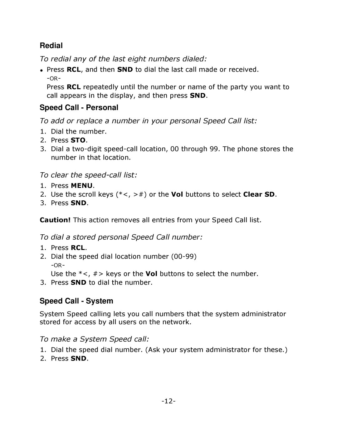 Mitel NETVISION PHONE manual Redial, Speed Call Personal, Speed Call System 