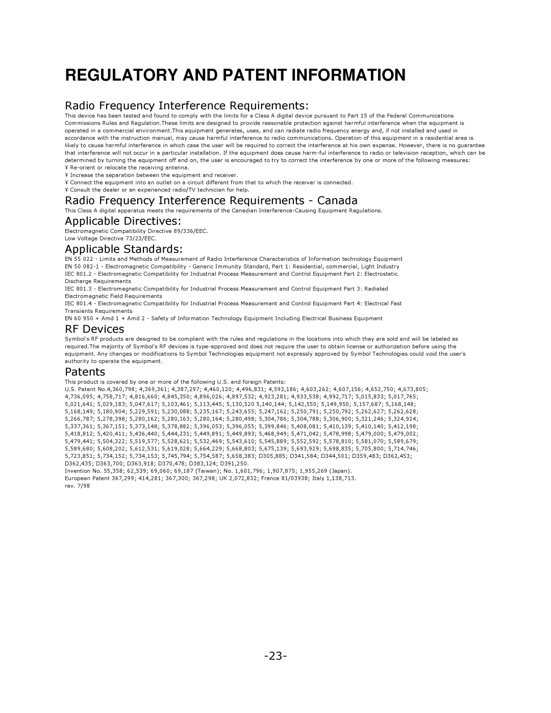 Mitel NETVISION PHONE manual Regulatory and Patent Information, Radio Frequency Interference Requirements 