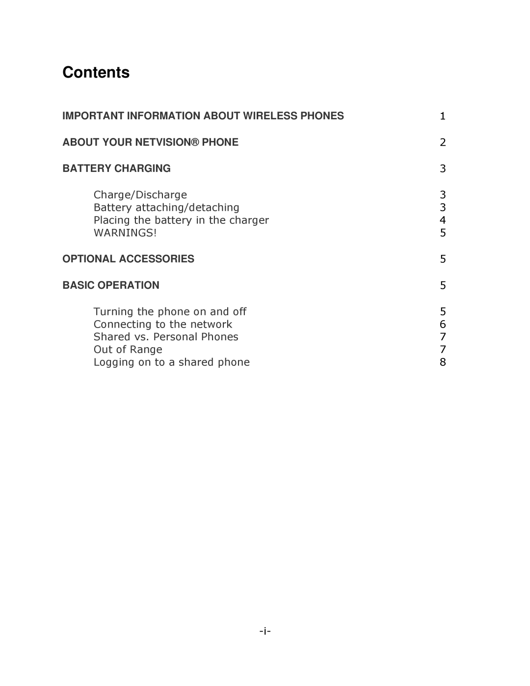 Mitel NETVISION PHONE manual Contents 