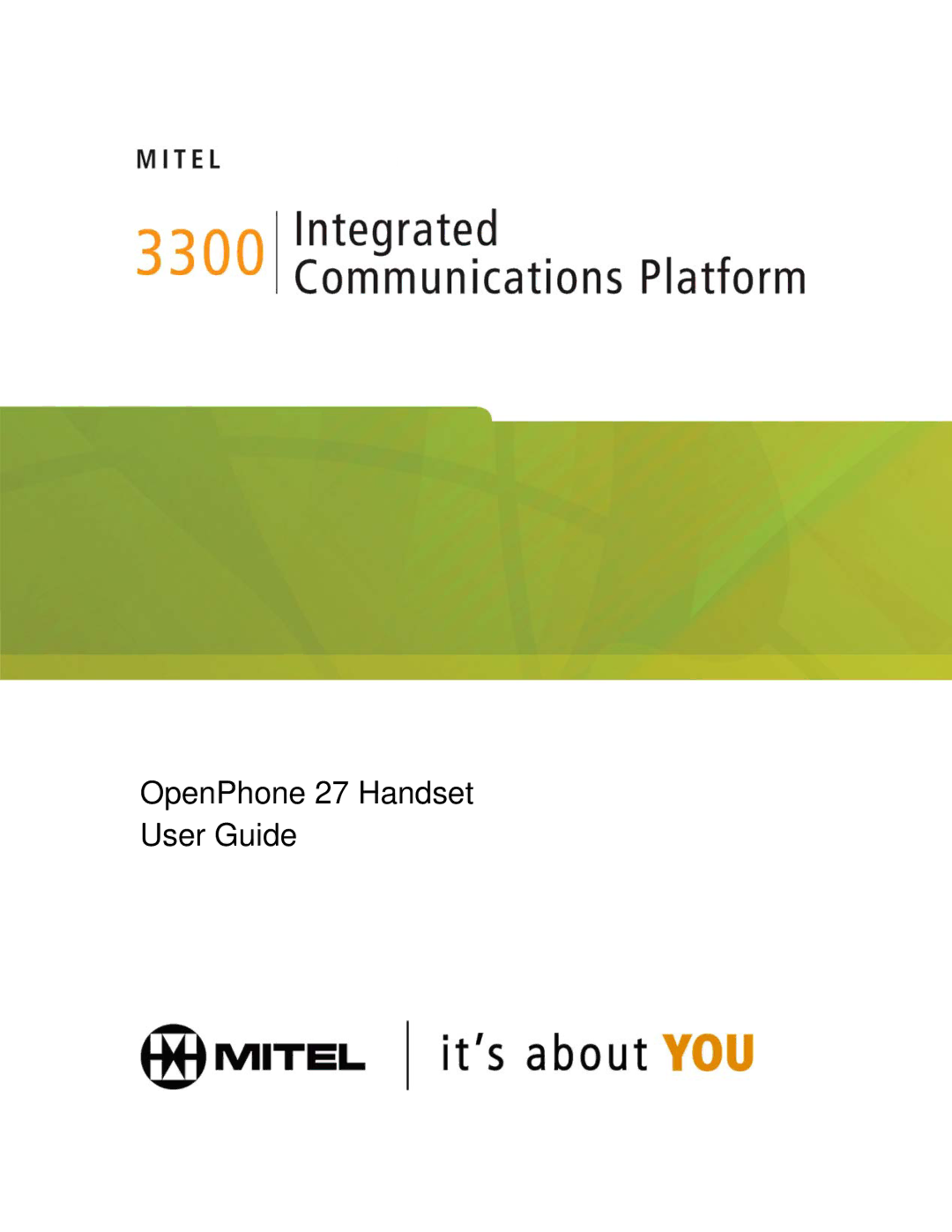 Mitel manual OpenPhone 27 Handset User Guide 