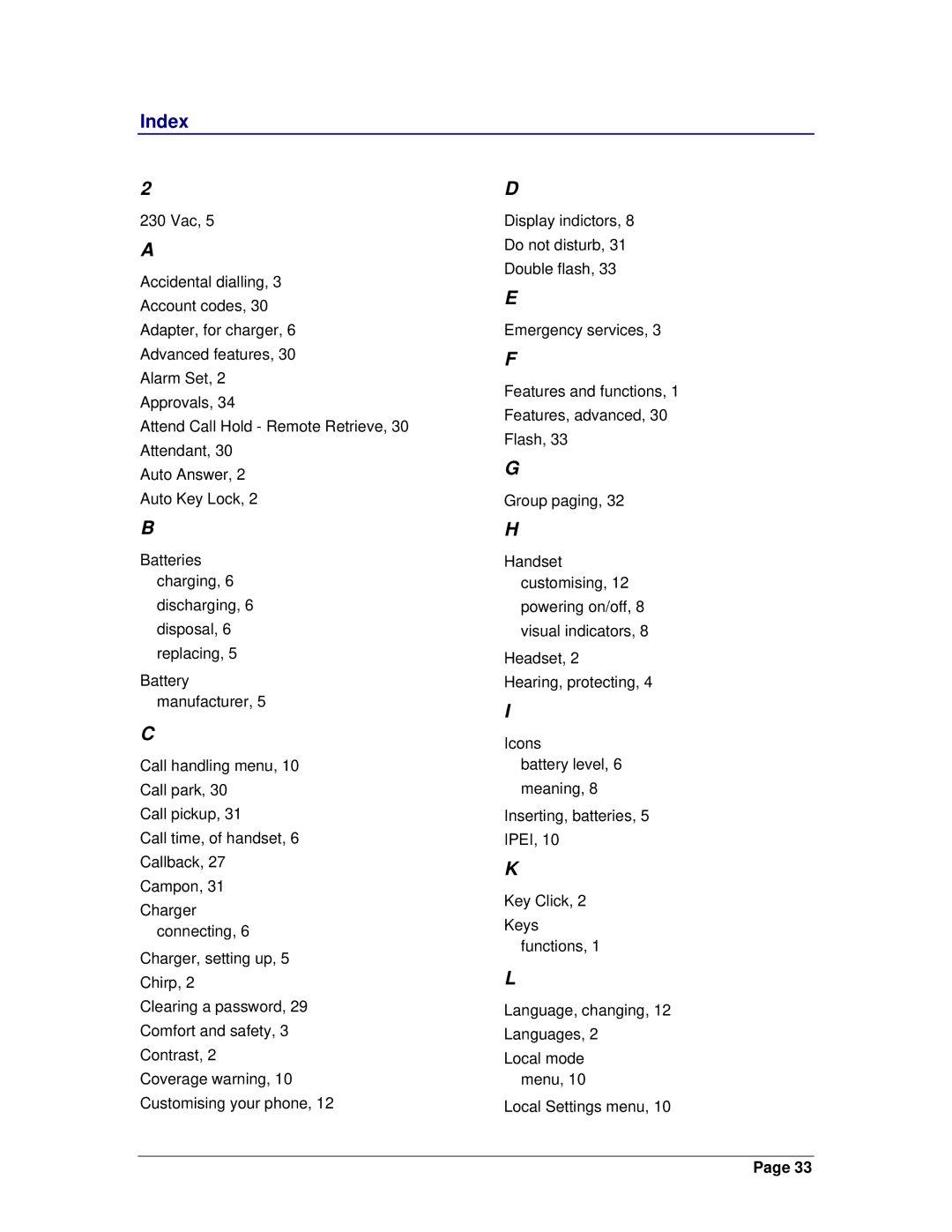 Mitel OpenPhone 27 manual Index 