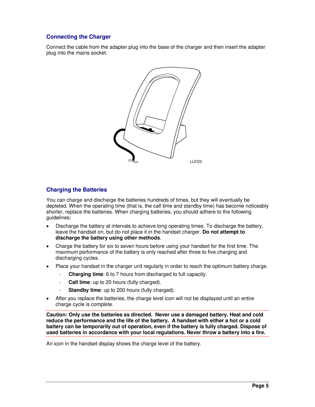 Mitel OpenPhone 27 manual Connecting the Charger, Charging the Batteries 