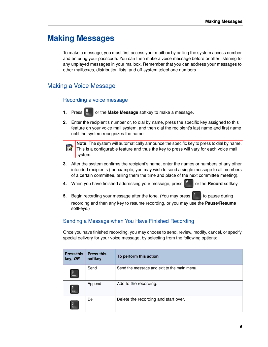 Mitel RELEASE 6.0 manual Making Messages, Making a Voice Message, Recording a voice message 