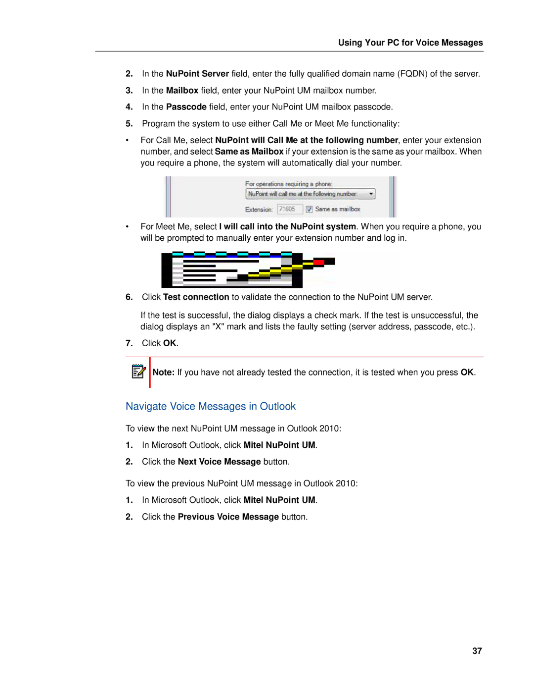 Mitel RELEASE 6.0 manual Navigate Voice Messages in Outlook, Click the Next Voice Message button 