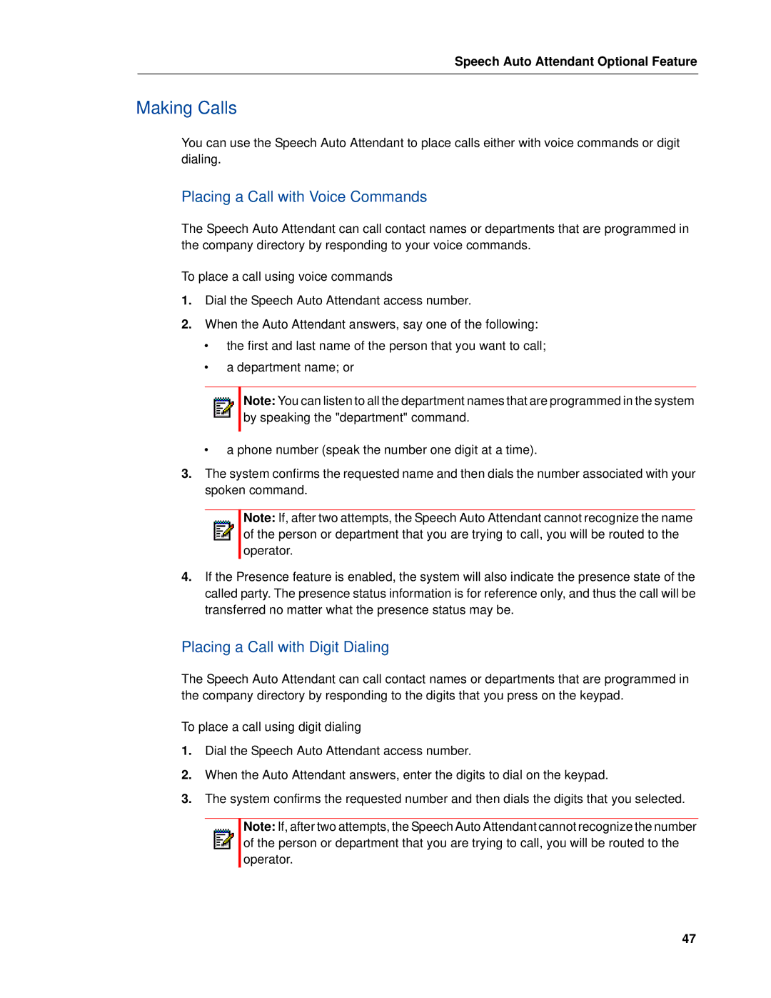 Mitel RELEASE 6.0 manual Making Calls, Placing a Call with Voice Commands, Placing a Call with Digit Dialing 