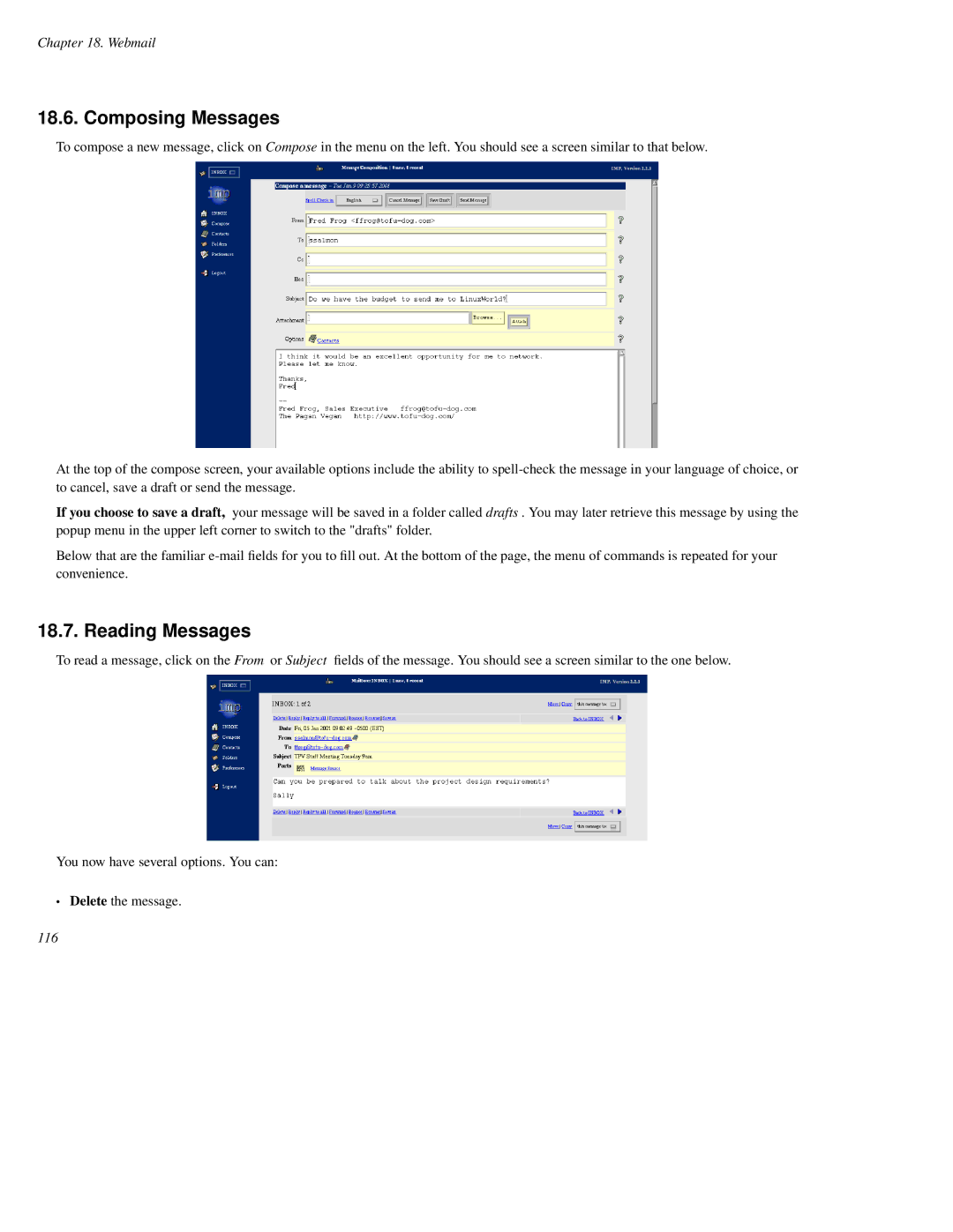 Mitel SME Server V5 with ServiceLink manual Composing Messages, Reading Messages 