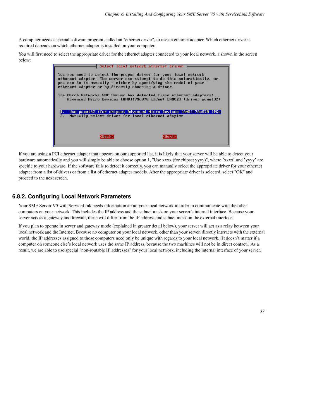 Mitel SME Server V5 with ServiceLink manual Conﬁguring Local Network Parameters 