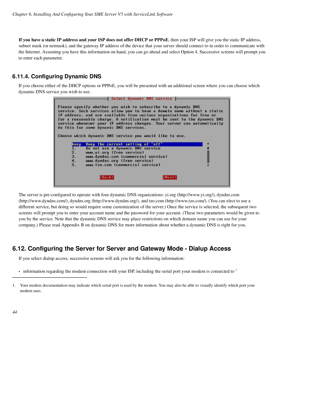 Mitel SME Server V5 with ServiceLink manual Conﬁguring Dynamic DNS 