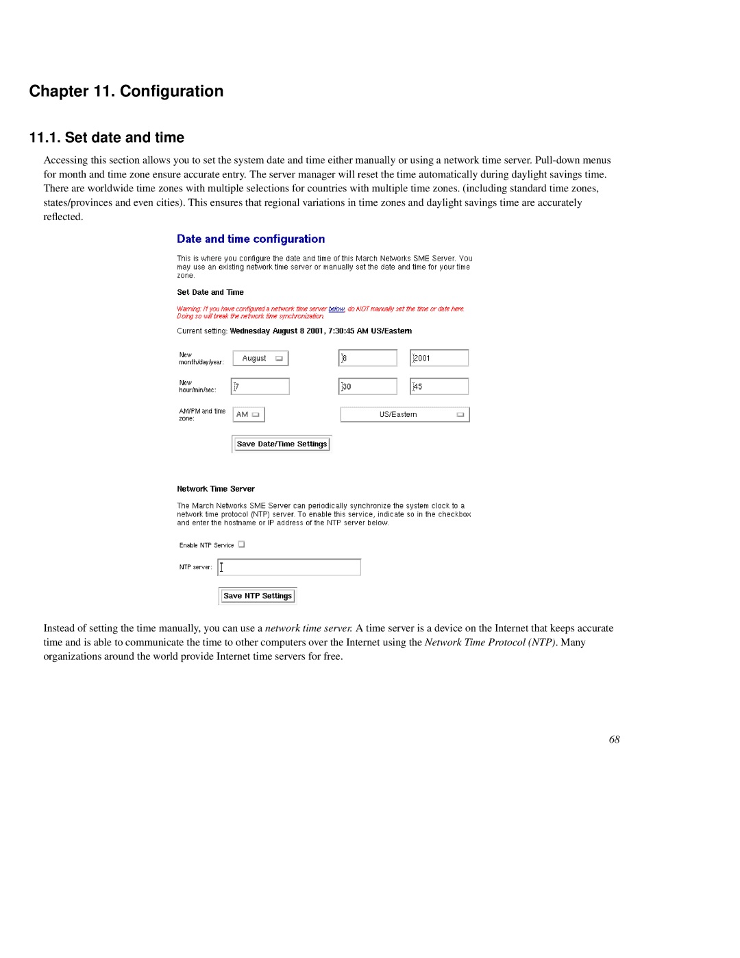 Mitel SME Server V5 with ServiceLink manual Conﬁguration, Set date and time 