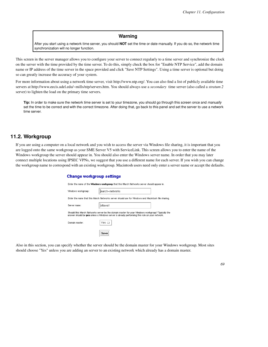 Mitel SME Server V5 with ServiceLink manual Workgroup, Conﬁgur ation 