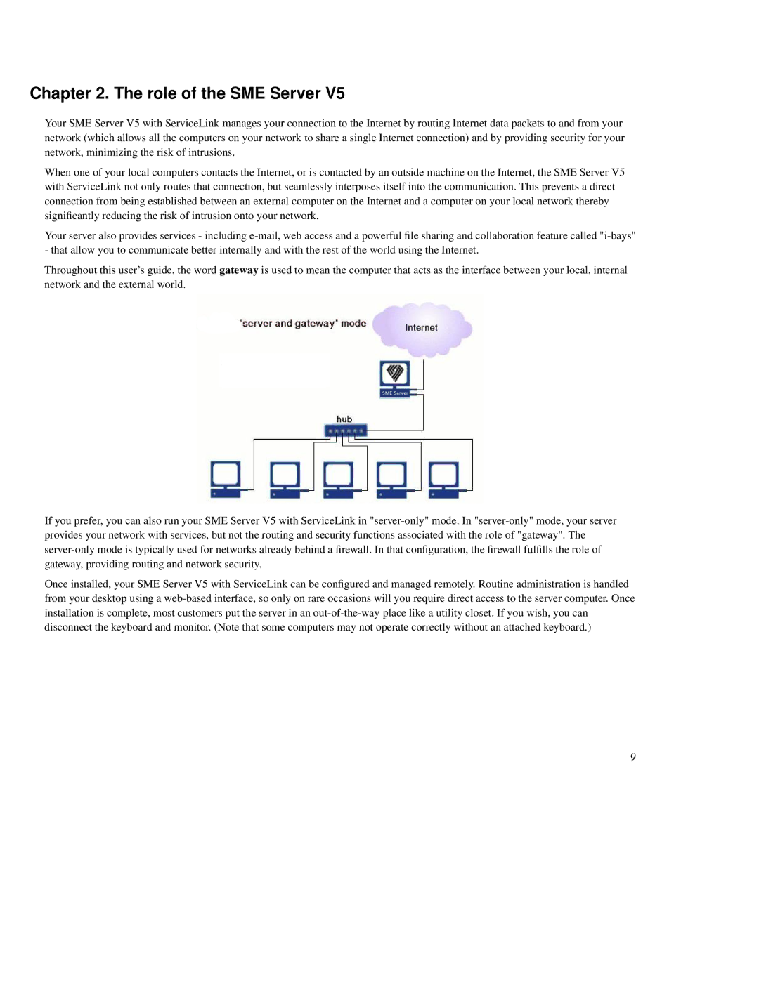 Mitel SME Server V5 with ServiceLink manual Role of the SME Server 