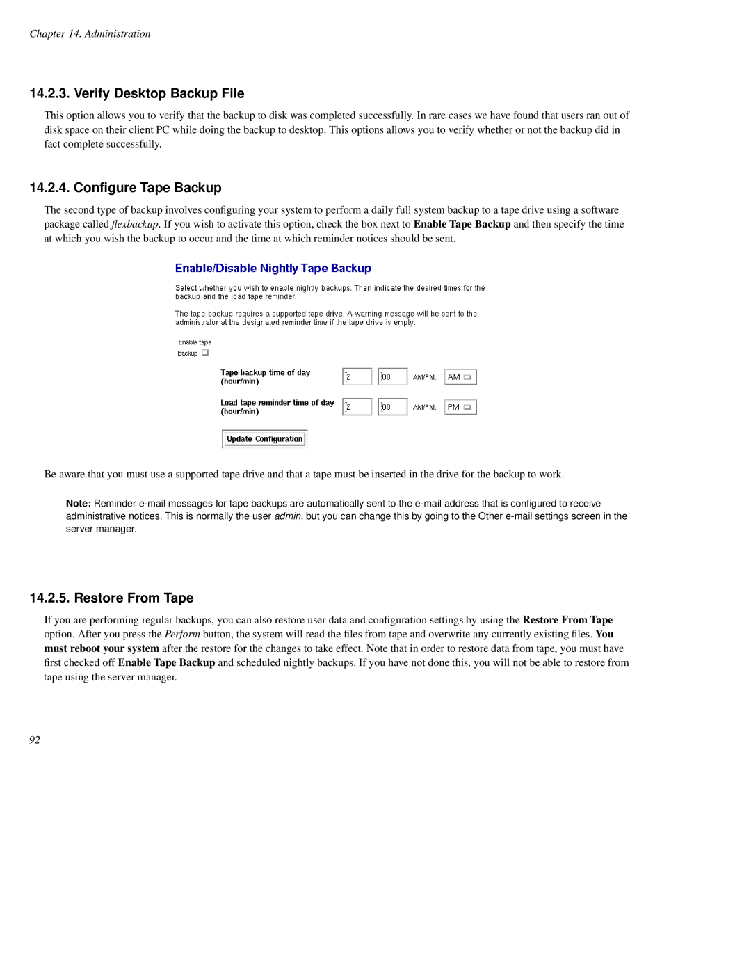 Mitel SME Server V5 with ServiceLink manual Verify Desktop Backup File, Conﬁgure Tape Backup, Restore From Tape 