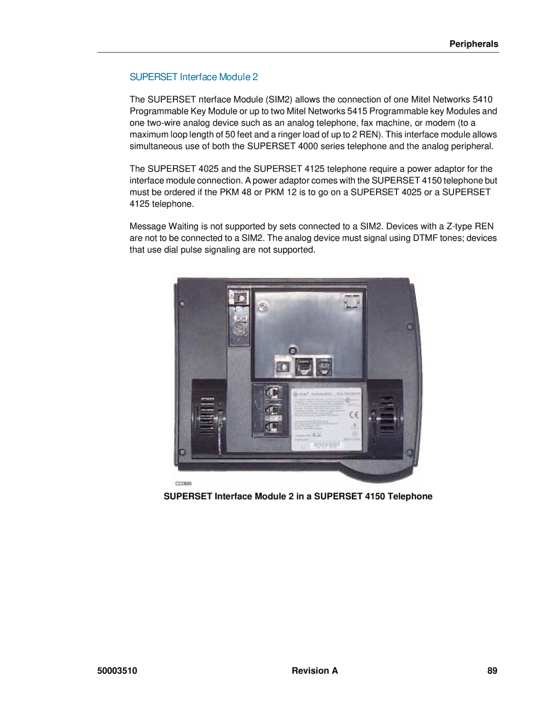 Mitel sx-200, SX-2000 manual Superset Interface Module 