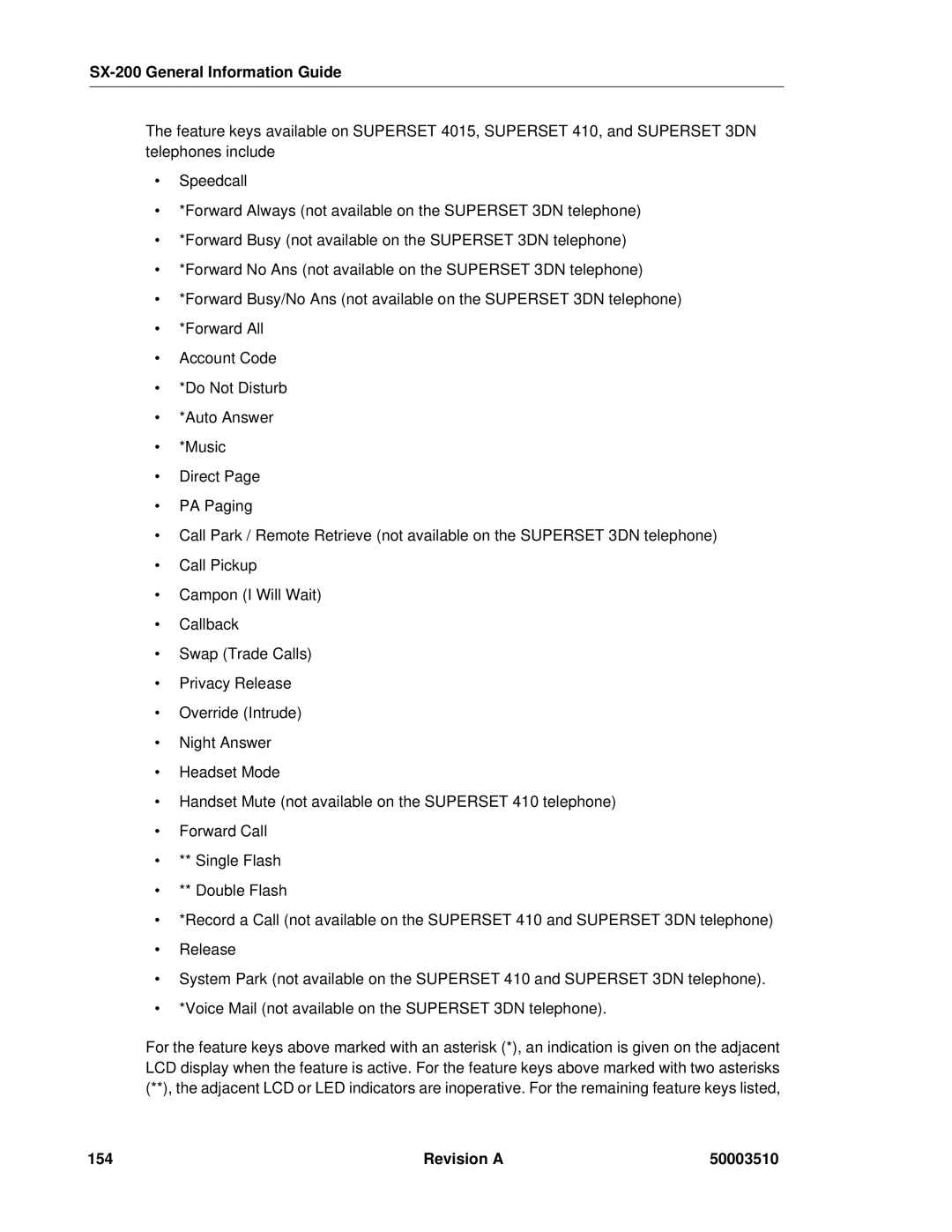 Mitel SX-2000, sx-200 manual SX-200 General Information Guide, Revision a 50003510 