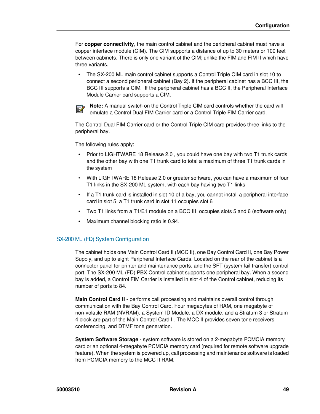 Mitel sx-200, SX-2000 manual SX-200 ML FD System Configuration 