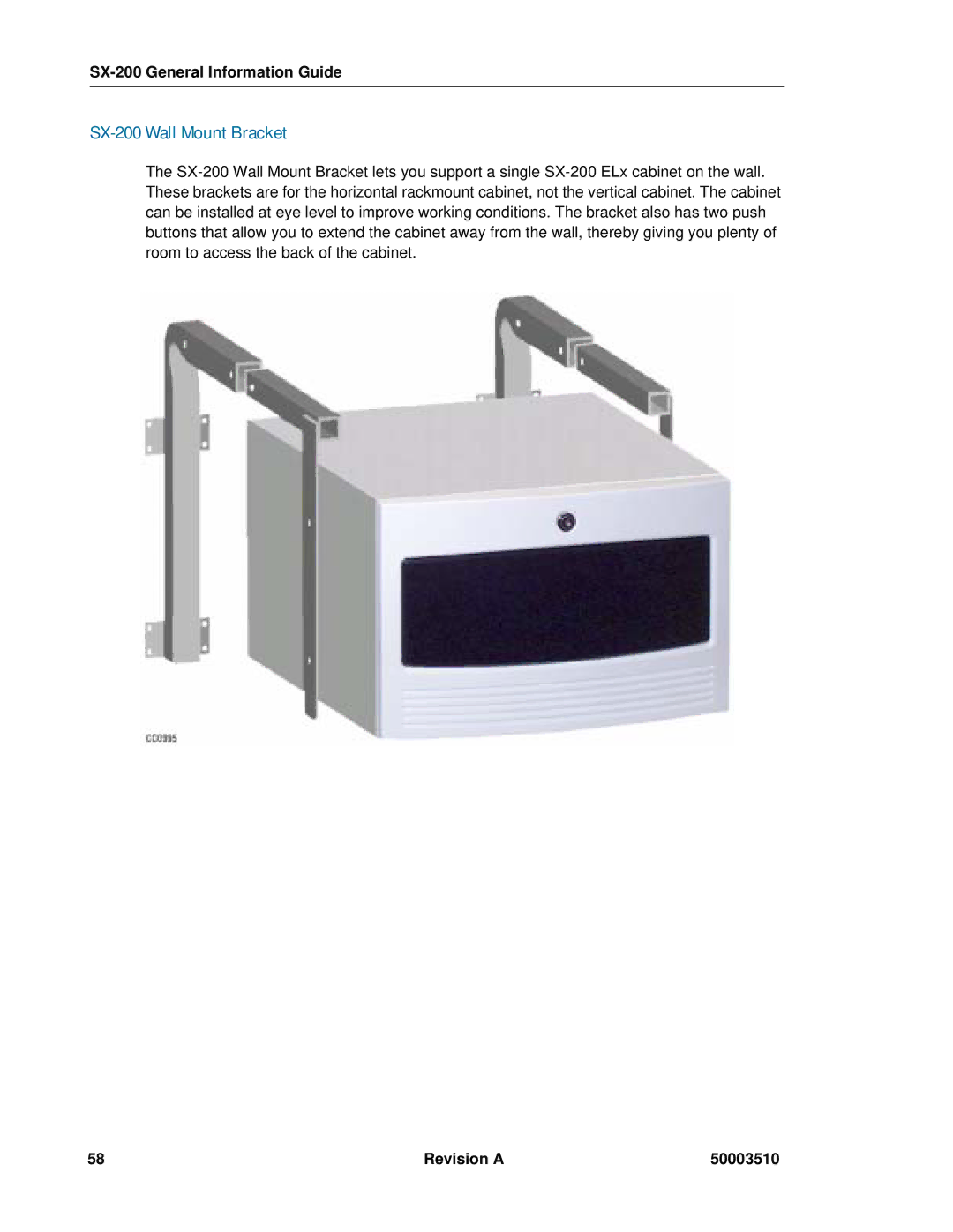 Mitel SX-2000, sx-200 manual SX-200 Wall Mount Bracket, SX-200 General Information Guide 