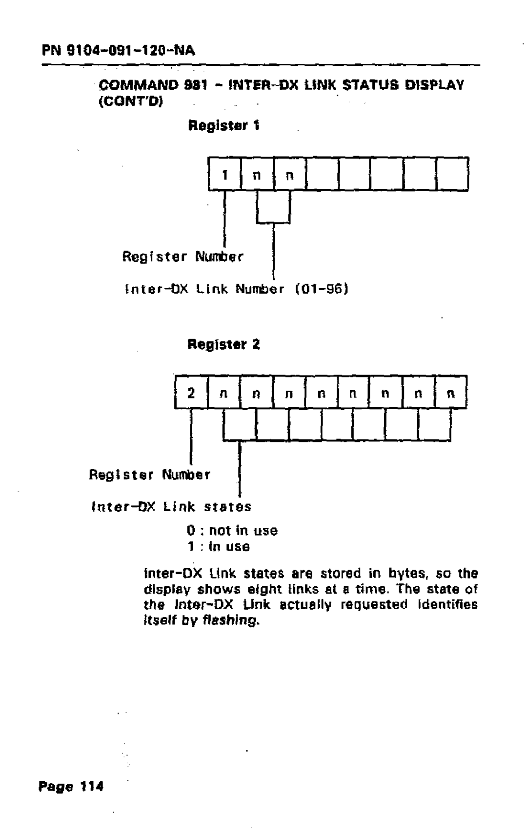 Mitel SX-50 manual Register Nu~er, Register Number Lnter-DX Link states 