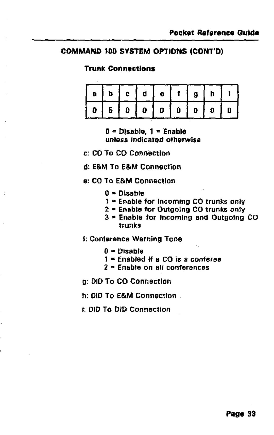 Mitel SX-50 manual Command 100 System Options Contd, Trunk Connections, CO To E&M Connection 