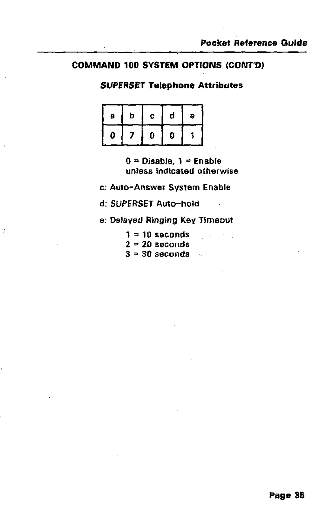 Mitel SX-50 manual 0 0, Superset Telephone Attributes, Auto-Answer System Enable, ~ 20 seconds 