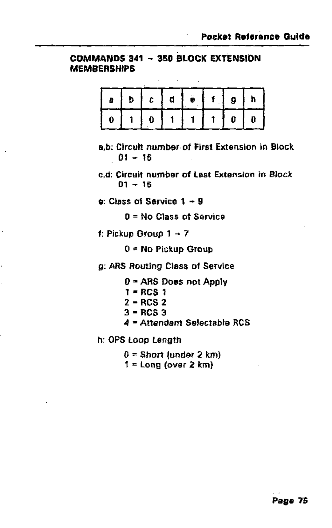 Mitel SX-50 manual C d e f g h, =Short under 2 km 