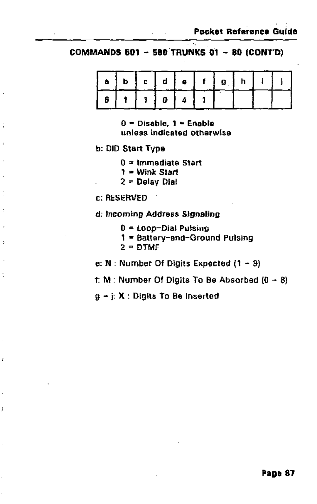 Mitel SX-50 manual = loop-Dial Pulsing, ~ Immediate Start, = Battery-and-Ground Pulsing 