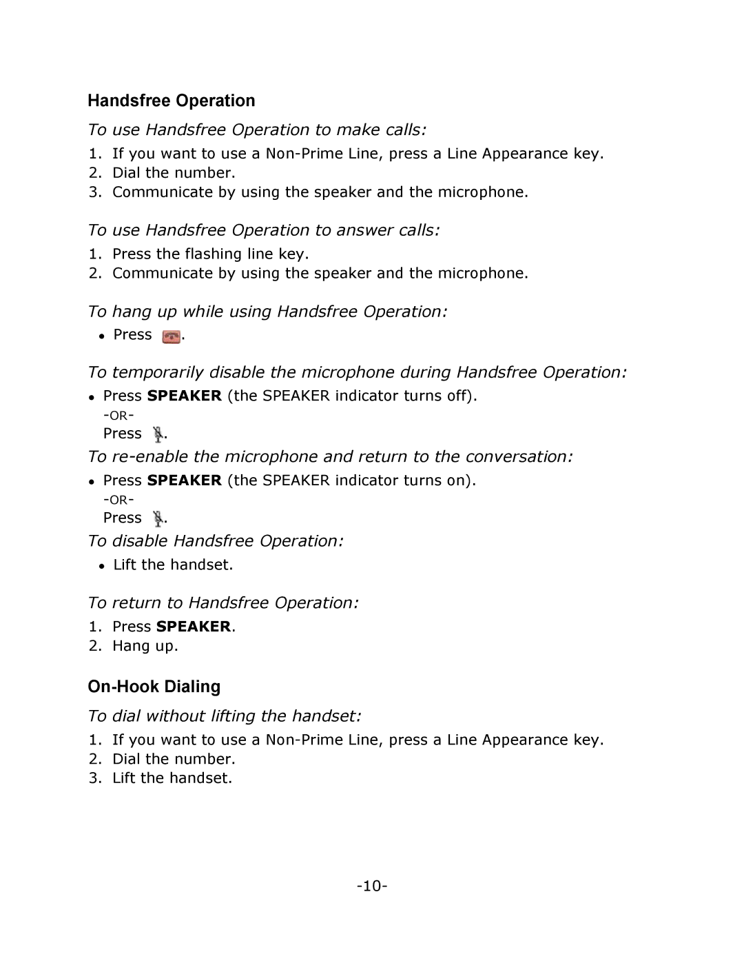 Mitel T7316 manual Handsfree Operation, On-Hook Dialing 