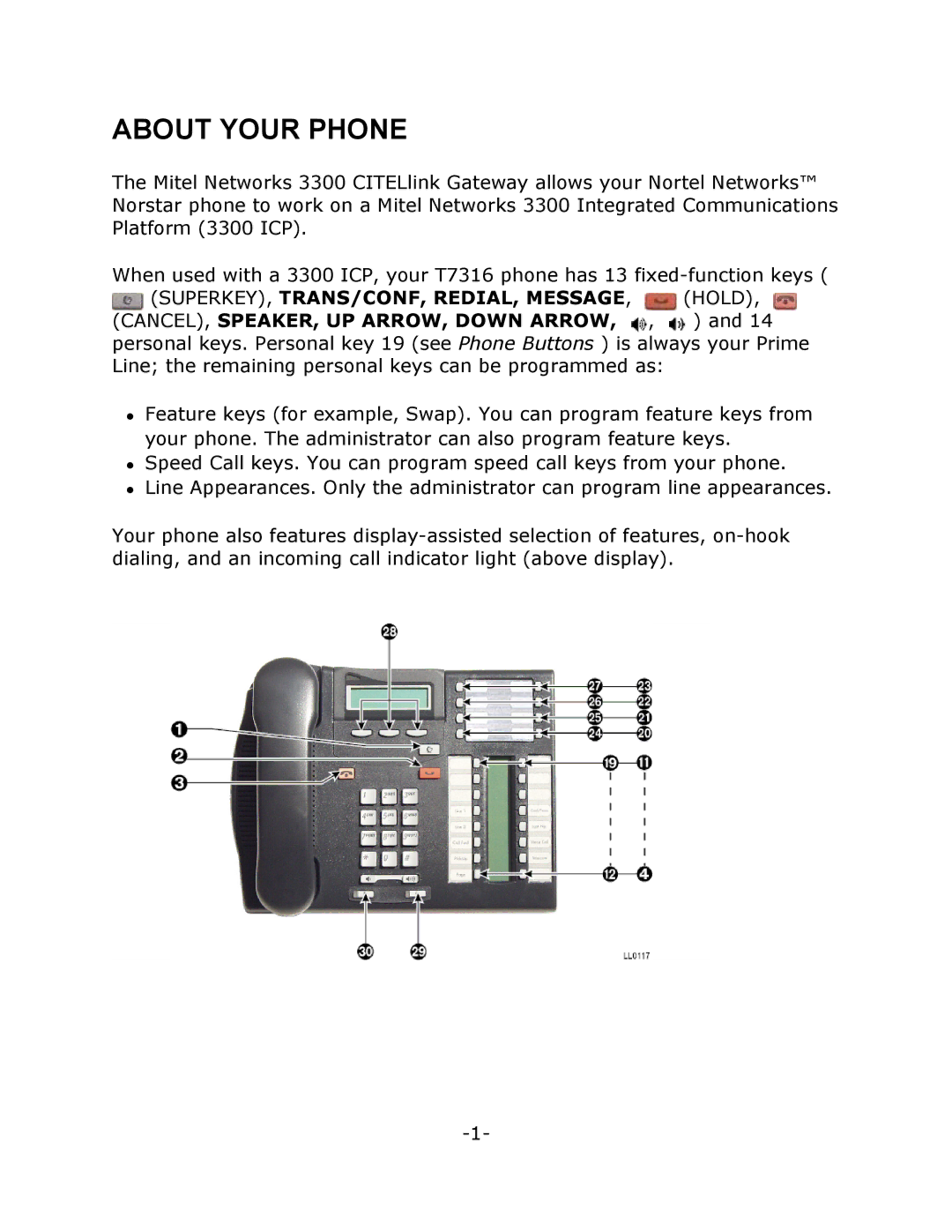 Mitel T7316 manual About Your Phone, CANCEL, SPEAKER, UP ARROW, Down Arrow 