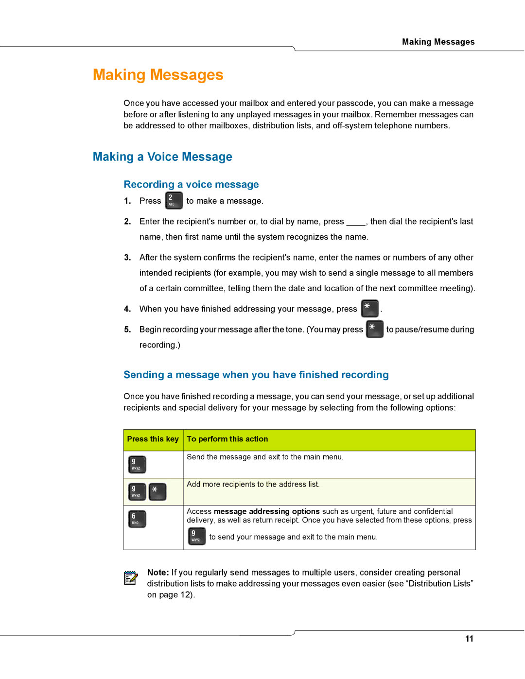 Mitel TUI manual Making Messages, Making a Voice Message, Recording a voice message 