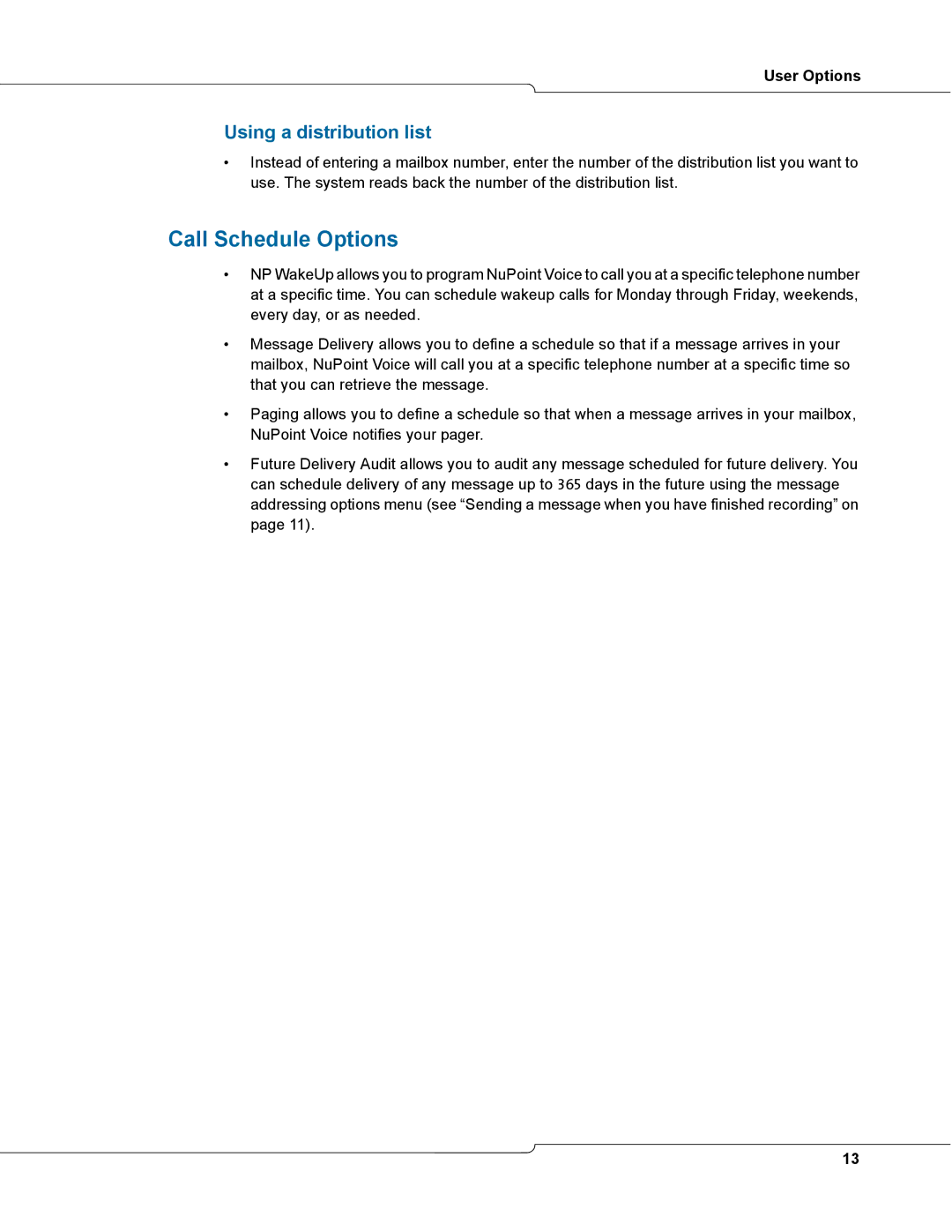 Mitel TUI manual Call Schedule Options, Using a distribution list 