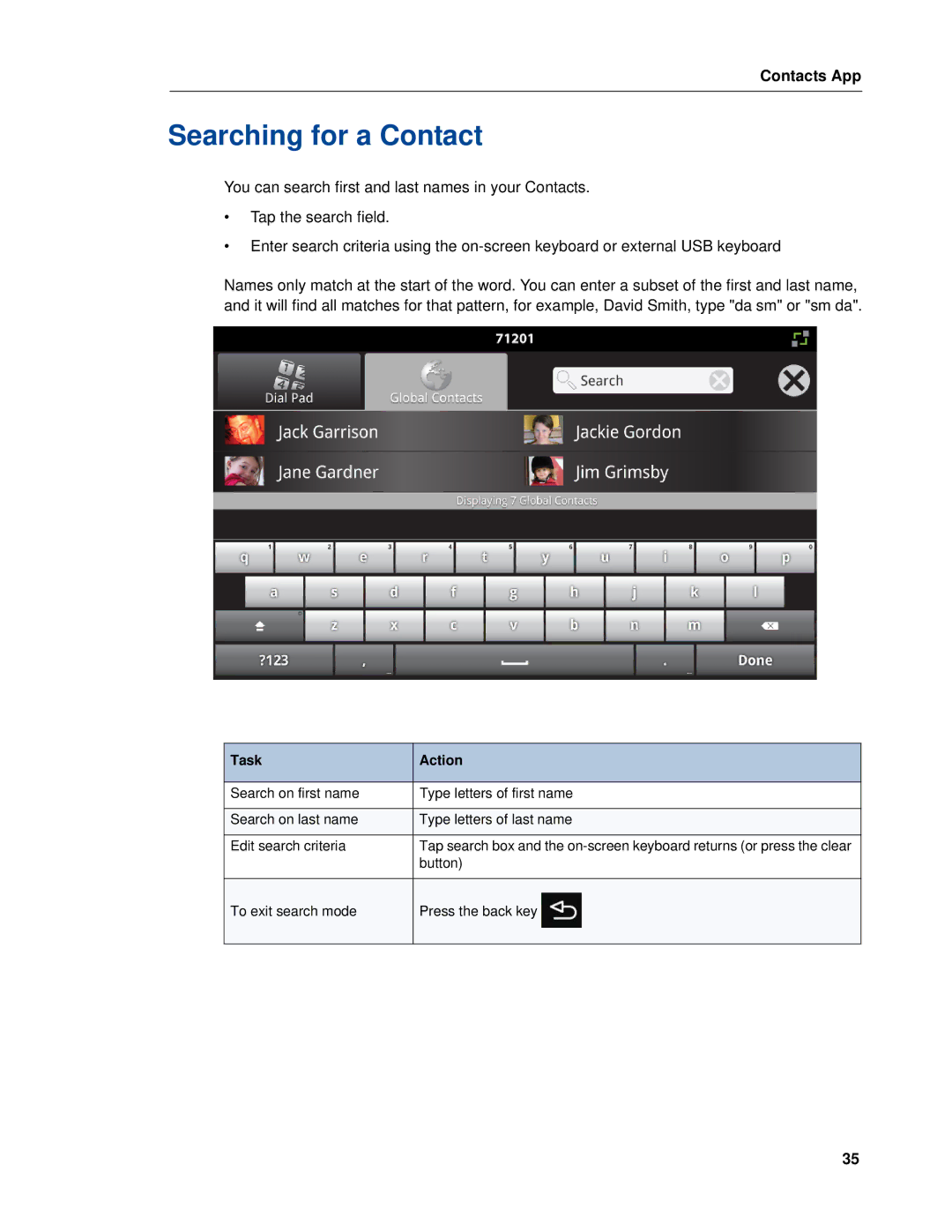 Mitel UC360 manual Searching for a Contact 