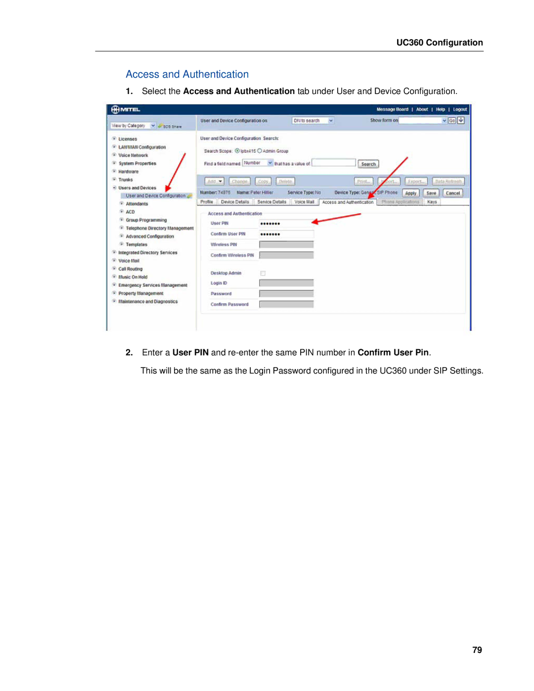 Mitel UC360 manual Access and Authentication 