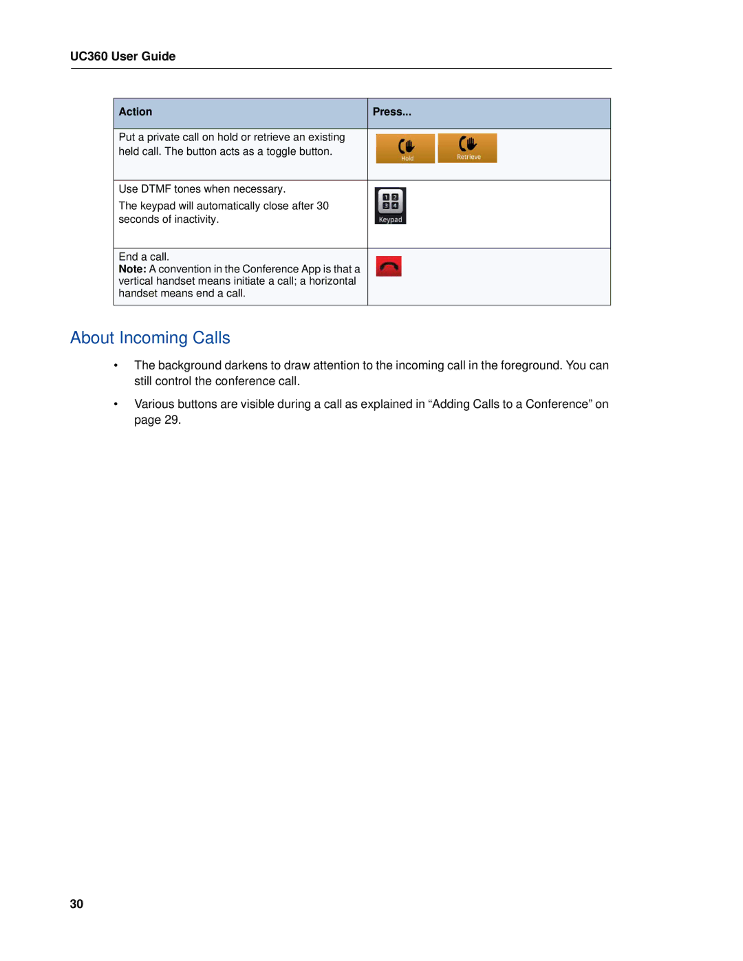 Mitel UC360 manual About Incoming Calls 