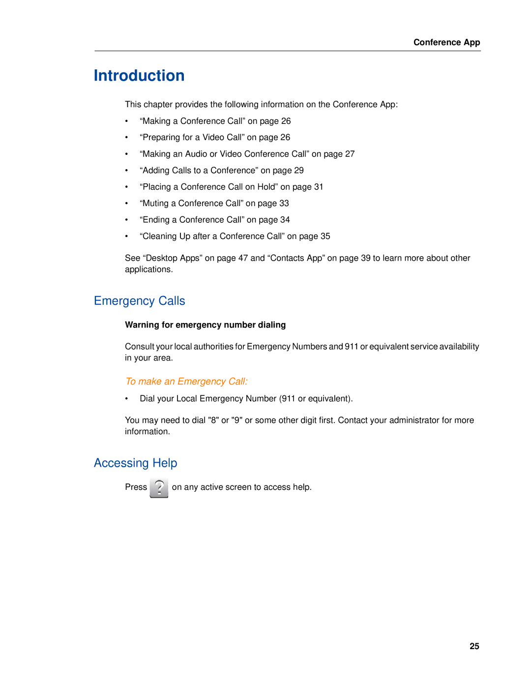 Mitel UC360 manual Emergency Calls, Accessing Help 