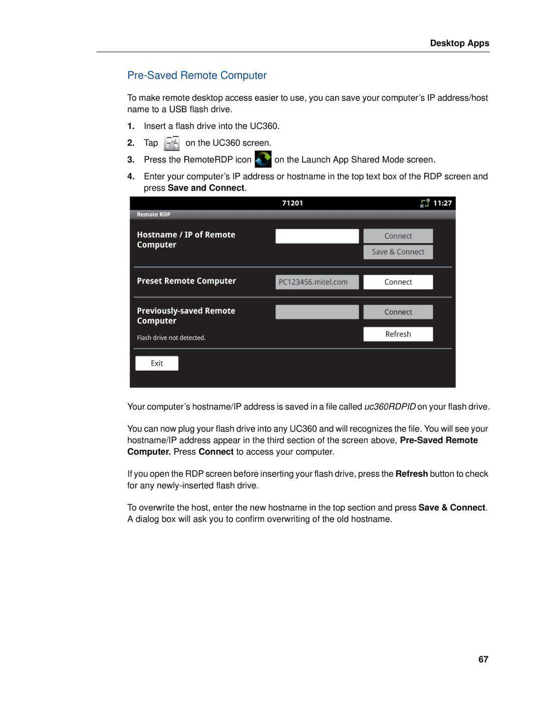 Mitel UC360 manual Pre-Saved Remote Computer 