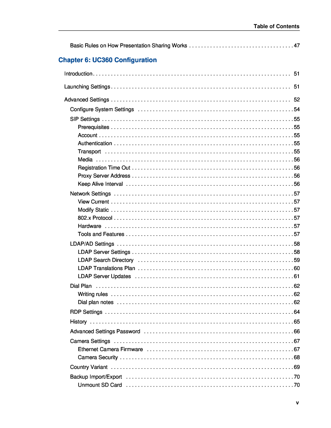 Mitel manual UC360 Configuration, Table of Contents 