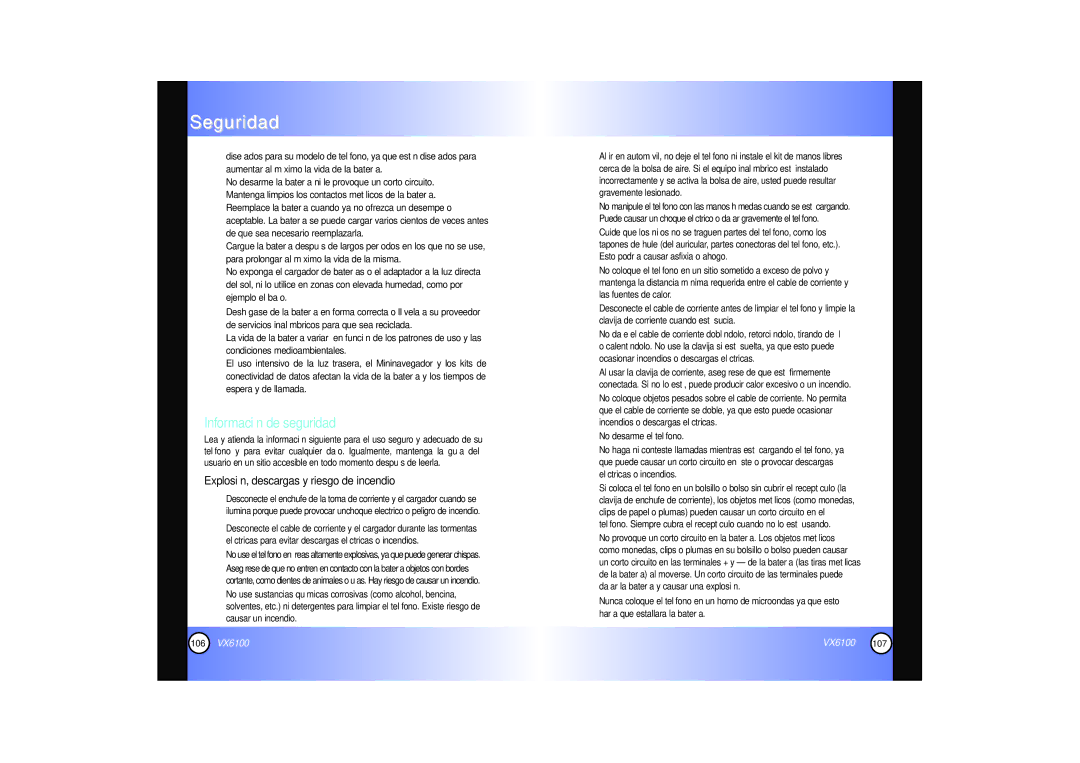 Mitel VX6100 manual Información de seguridad, Explosión, descargas y riesgo de incendio 