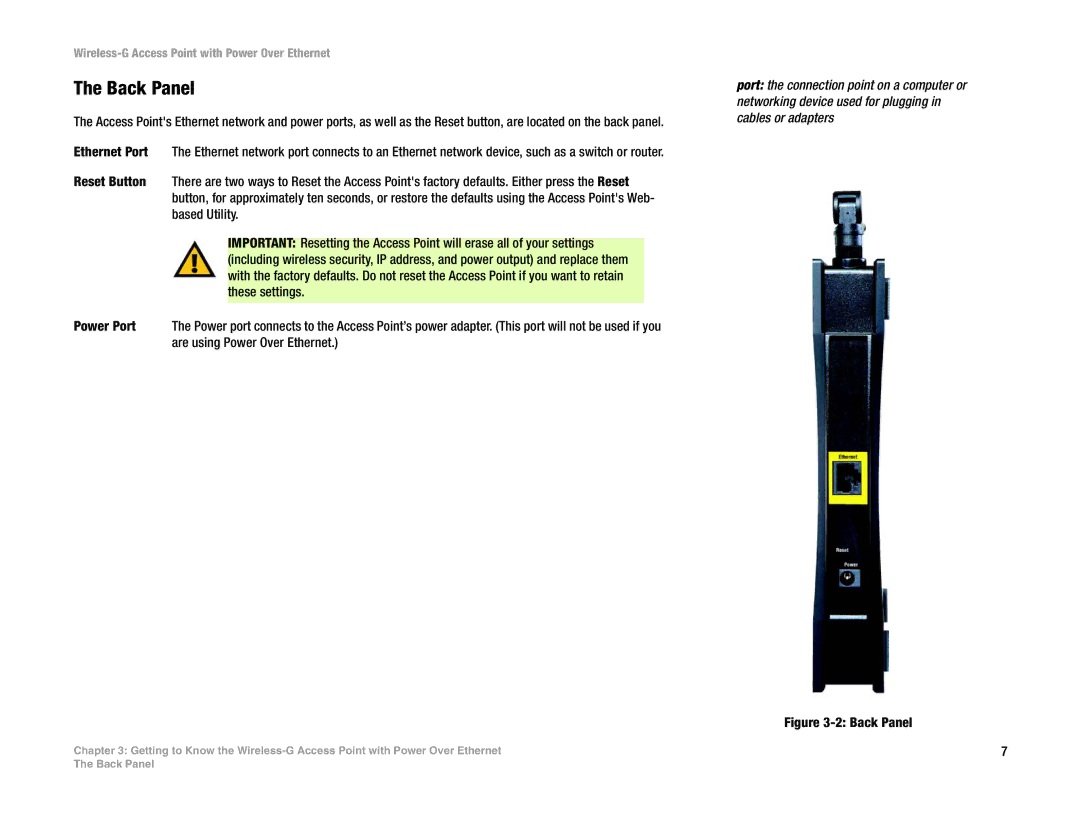 Mitel WAP54GP manual Back Panel 