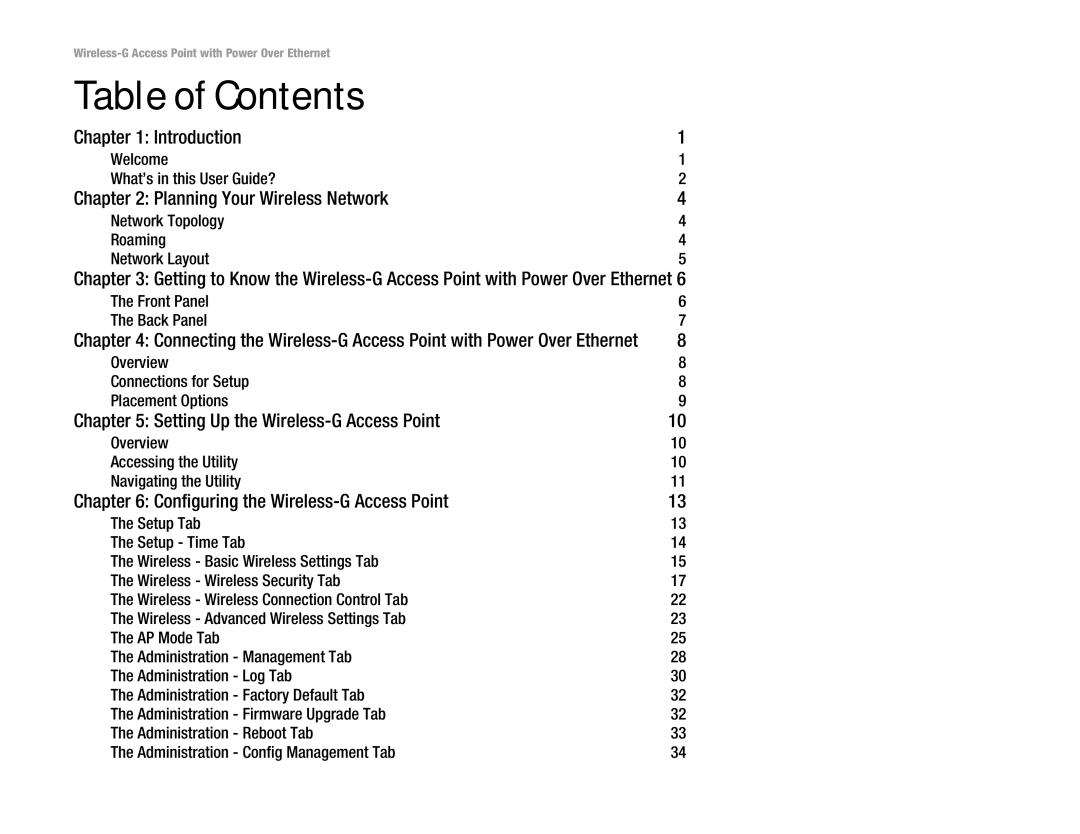 Mitel WAP54GP manual Table of Contents 