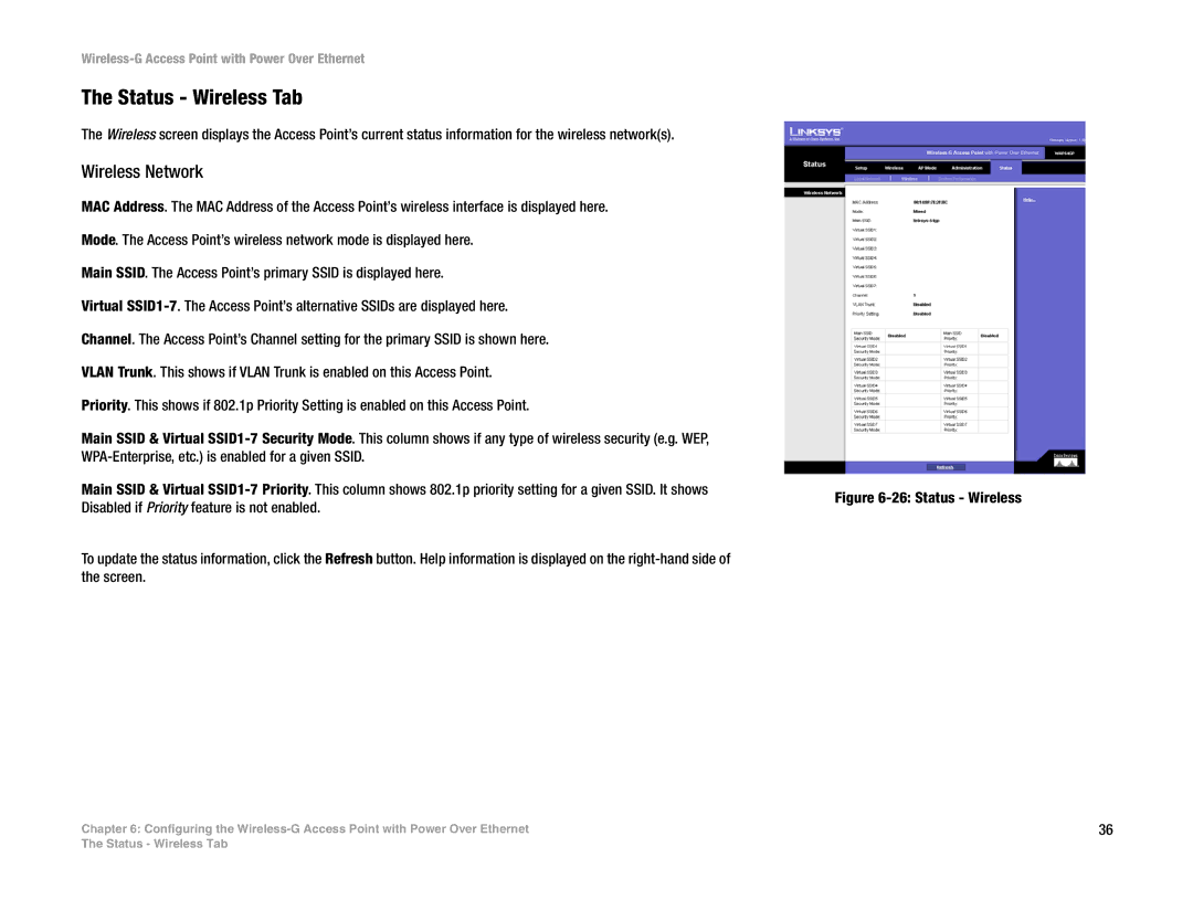 Mitel WAP54GP manual Status Wireless Tab 