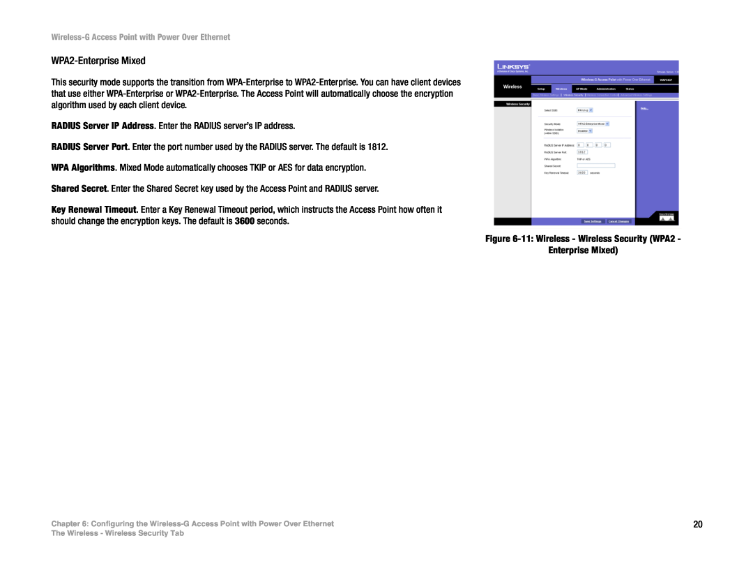 Mitel WAP54GP manual WPA2-Enterprise Mixed 