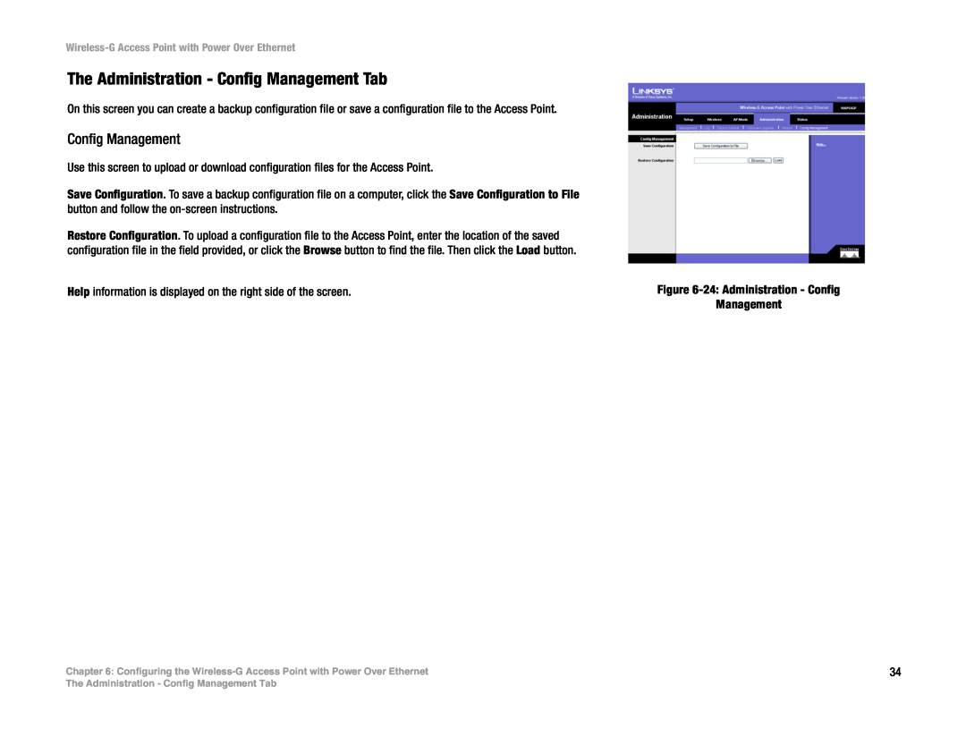 Mitel WAP54GP manual The Administration - Config Management Tab 