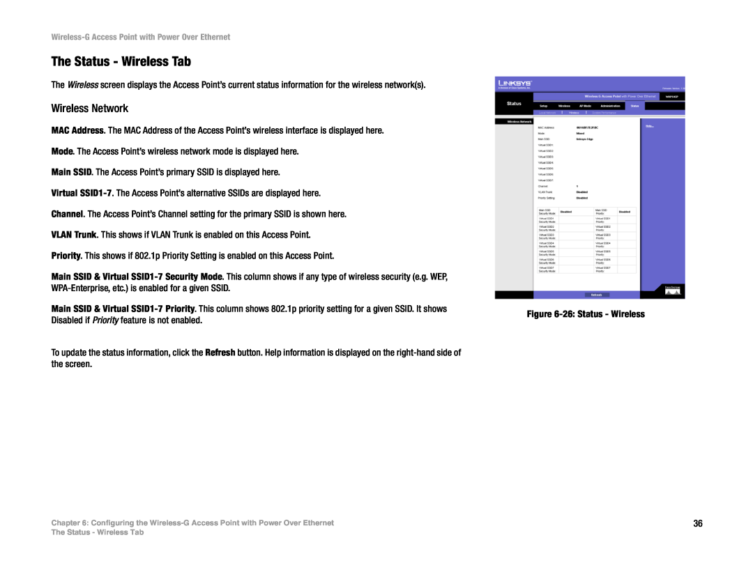 Mitel WAP54GP manual The Status - Wireless Tab 