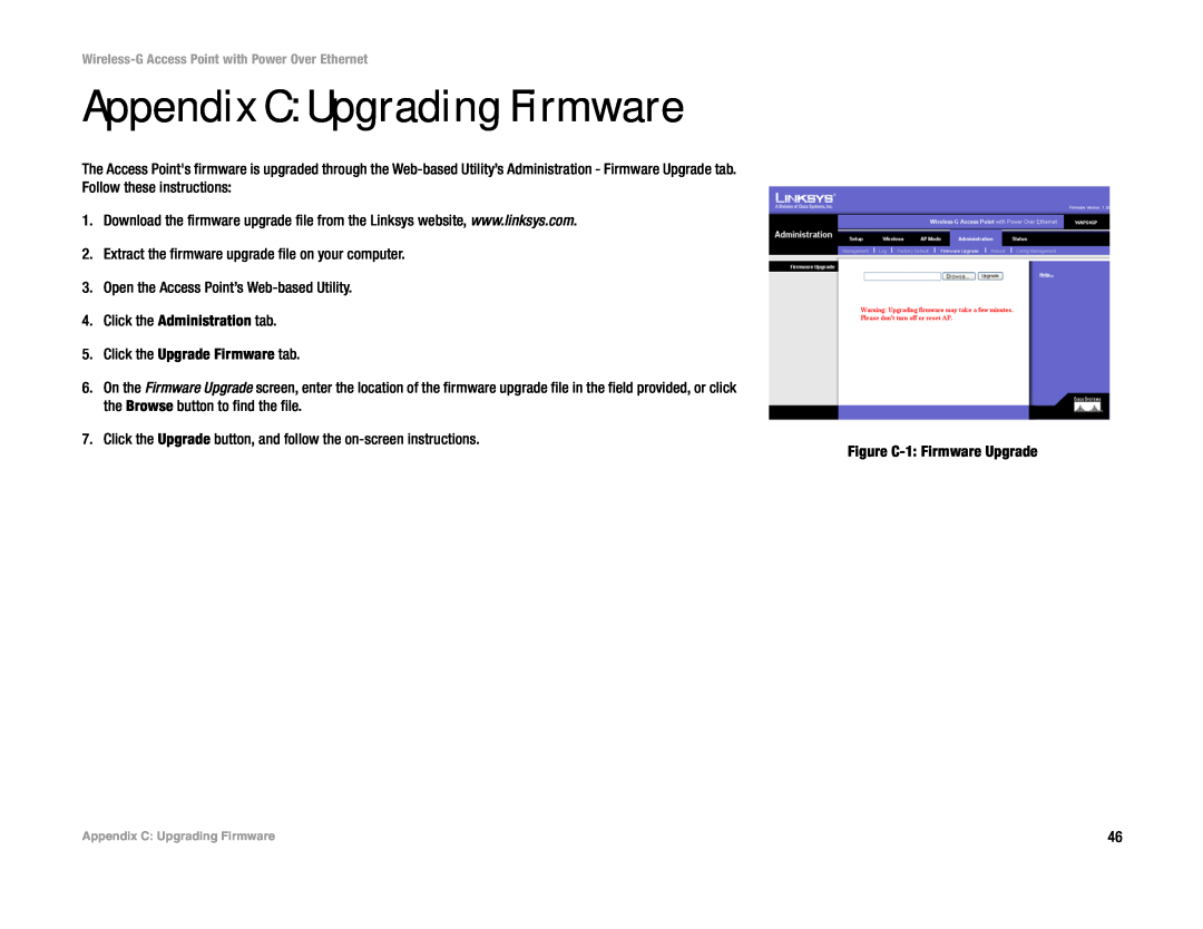 Mitel WAP54GP manual Appendix C Upgrading Firmware 