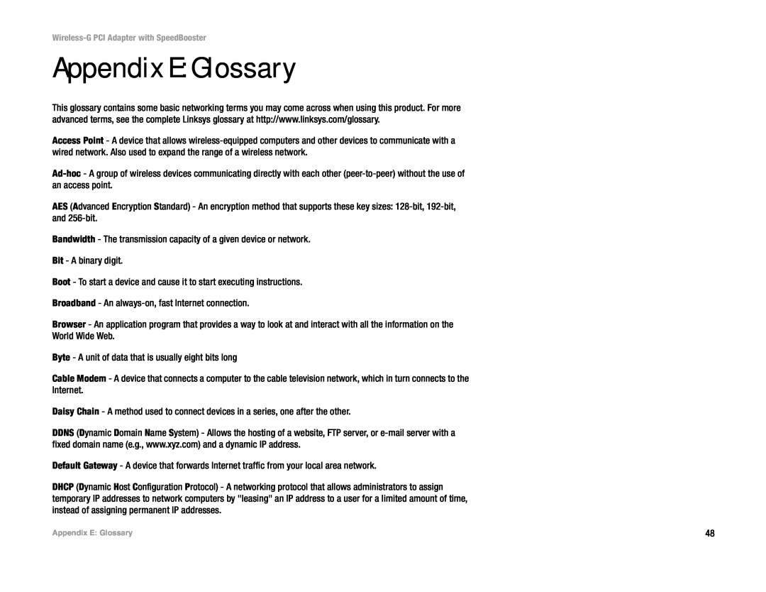 Mitel WAP54GP manual Appendix E Glossary 