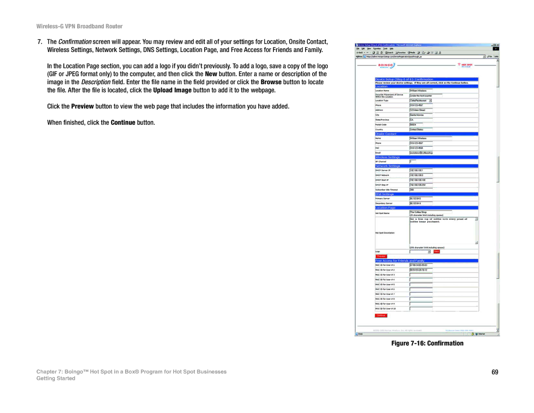 Mitel WRV54G manual Confirmation 