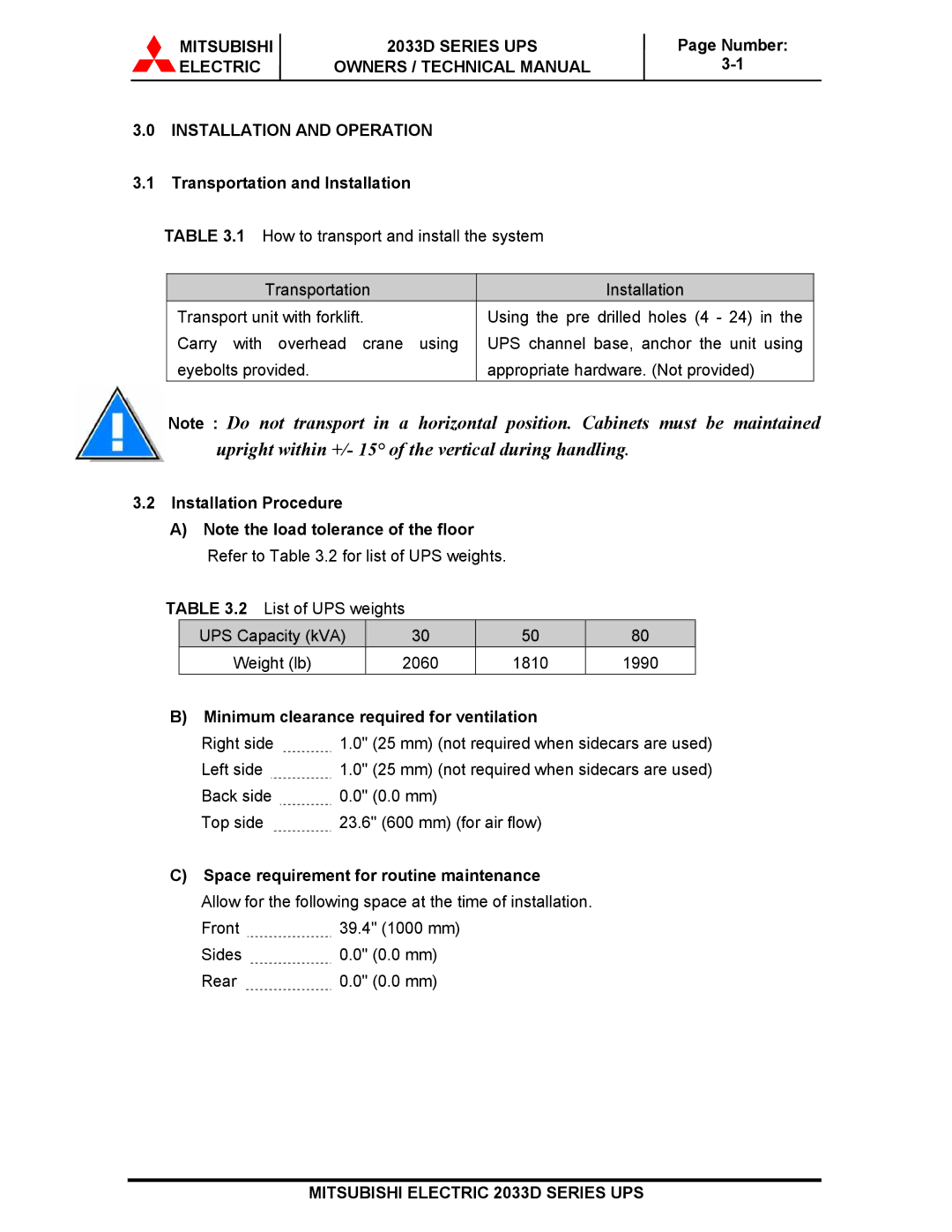 Mitsubishi 2033D SERIES technical manual Mitsubishi 2033D Series UPS, Mitsubishi Electric 2033D Series UPS 