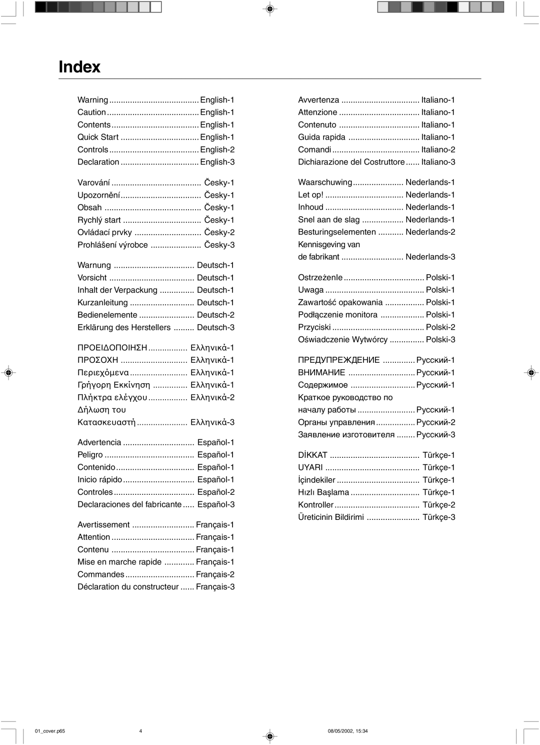 Mitsubishi 230 SB manual Index 